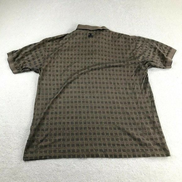 Pebble Beach Polo Shirt Mens XL Brown Checkered Short Sleeve Pullover 3 Button - Picture 3 of 7